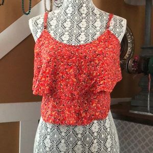 Floral Mid Drift Floral Spaghetti Strap Tank Top
